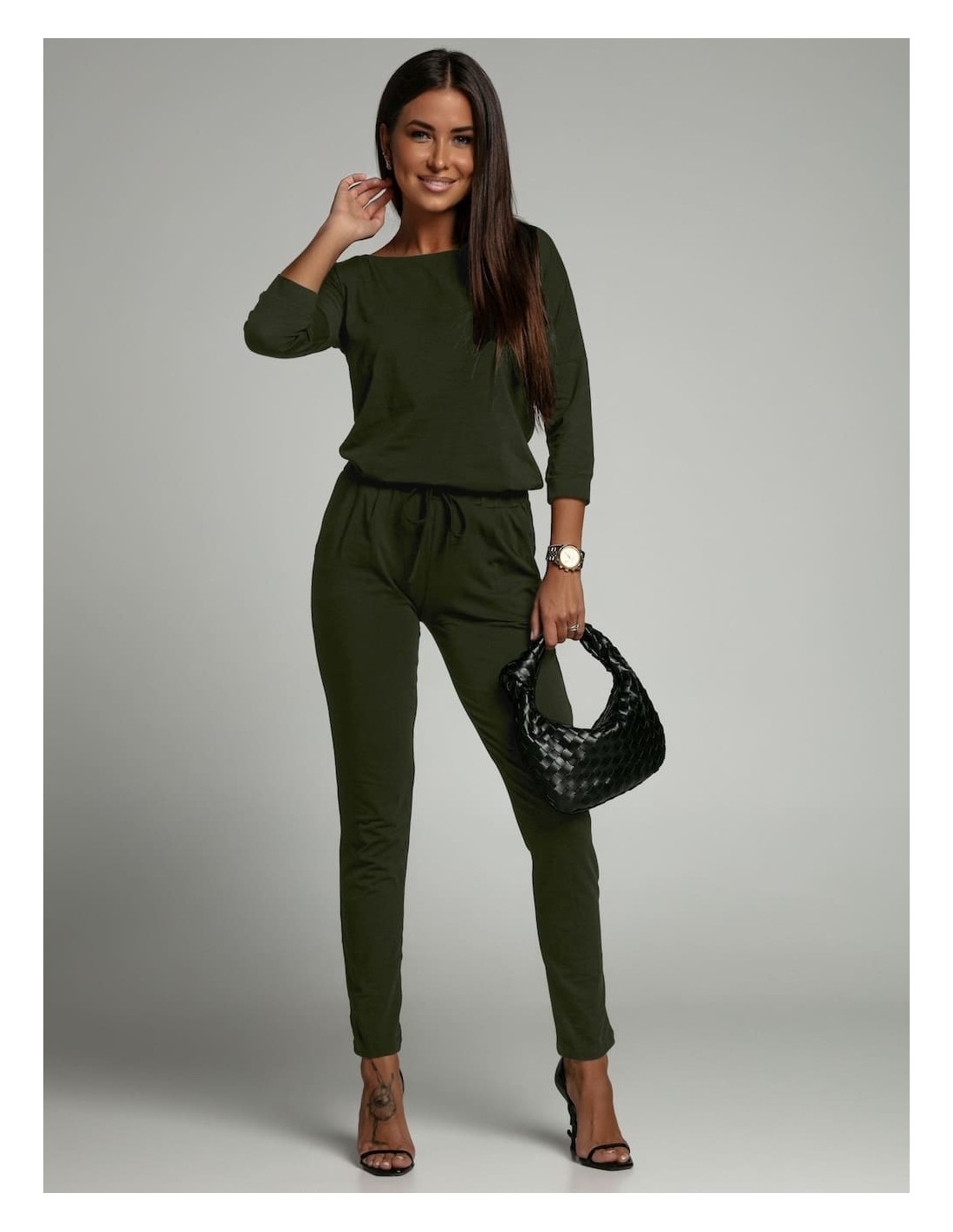 Damen-Overall mit Reißverschluss hinten, Khaki 2401 – Online-Shop – Boutique